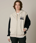 go slow caravan(ゴースローキャラバン) |DUCKSTER/ダックスター 裏毛×ワッフル編みニット 配色切替 刺繍ジップPK (MENS)
