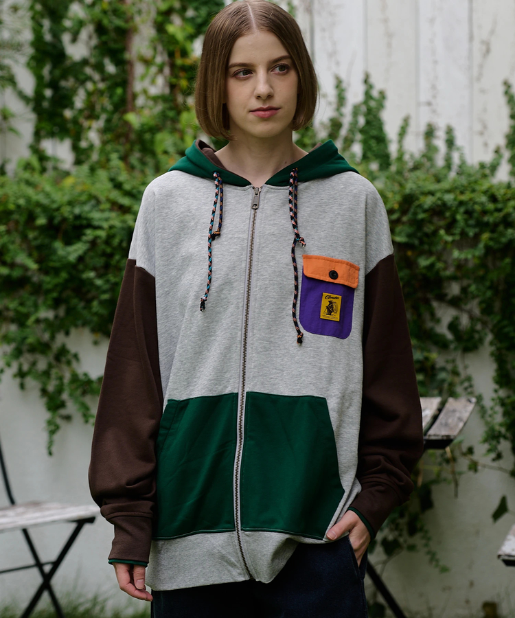 go slow caravan(ゴースローキャラバン) |COBMASTER/コブマスター T/C裏毛 ナイロンポケット ジップフーディ (MENS)