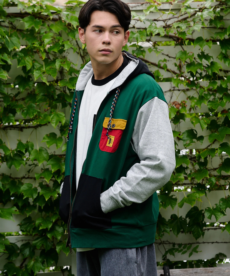 go slow caravan(ゴースローキャラバン) |COBMASTER/コブマスター T/C裏毛 ナイロンポケット ジップフーディ (MENS)