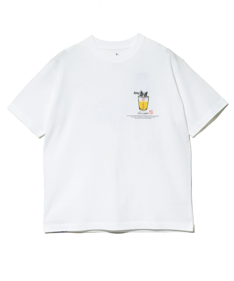 go slow caravan(ゴースローキャラバン) |RAY綿 G/D猫と麦酒TEE~麦酒風呂3~ (MENS/WOMENS)