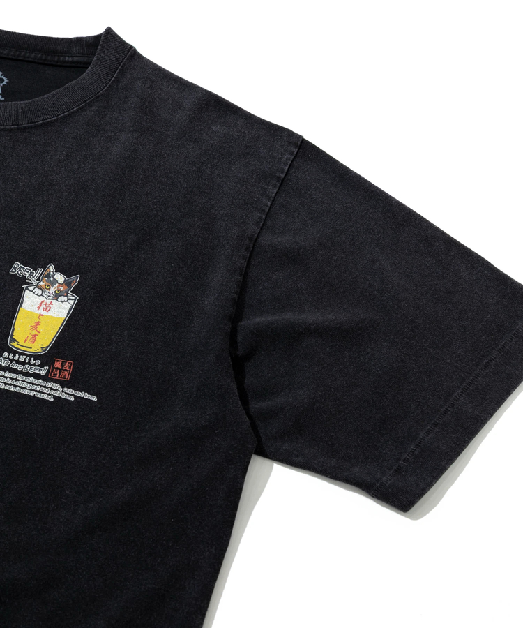 go slow caravan(ゴースローキャラバン) |RAY綿 G/D猫と麦酒TEE~麦酒風呂3~ (MENS/WOMENS)