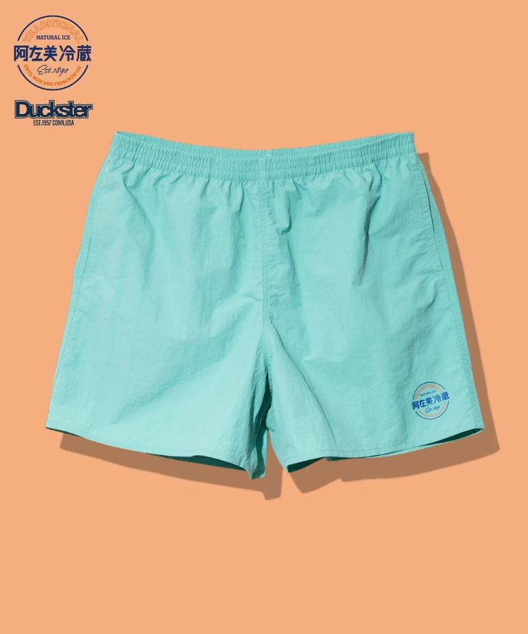 go slow caravan(ゴースローキャラバン) |DUCKSTER/ダックスター 阿左美冷蔵コラボ ナイロンロゴショーツ (MENS)