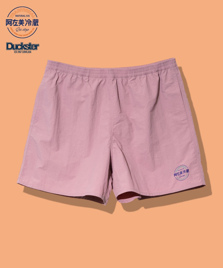 go slow caravan(ゴースローキャラバン) |DUCKSTER/ダックスター 阿左美冷蔵コラボ ナイロンロゴショーツ (MENS)