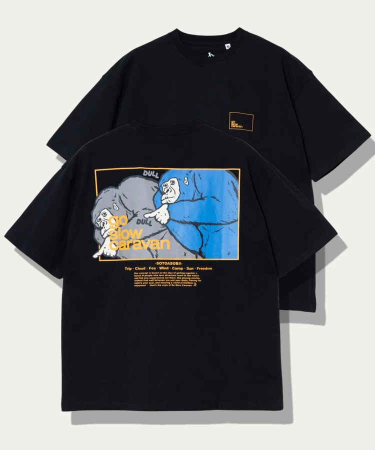 go slow caravan(ゴースローキャラバン) |USA/C スクエアLOGOバックプリントゆったりTEE (MENS)