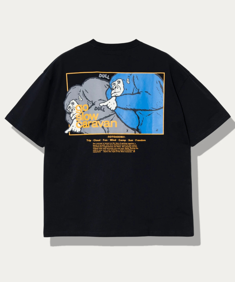 go slow caravan(ゴースローキャラバン) |USA/C スクエアLOGOバックプリントゆったりTEE (MENS)