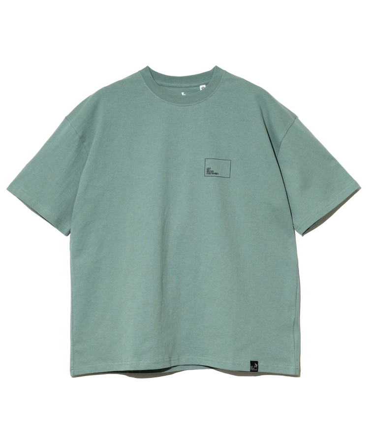 go slow caravan(ゴースローキャラバン) |USA/C スクエアLOGOバックプリントゆったりTEE (MENS)