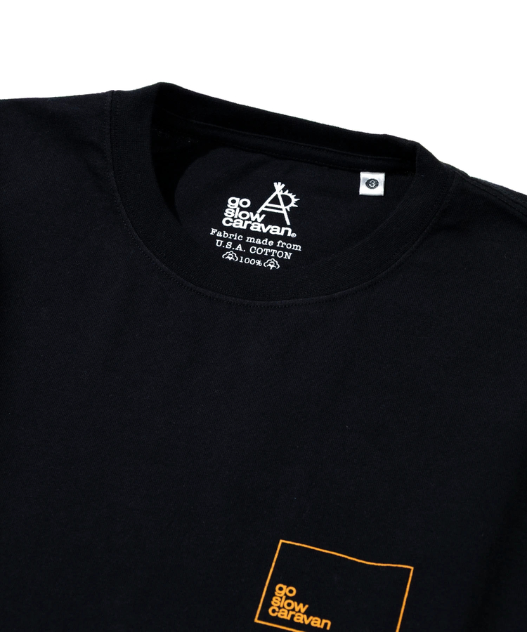 go slow caravan(ゴースローキャラバン) |USA/C スクエアLOGOバックプリントゆったりTEE (MENS)