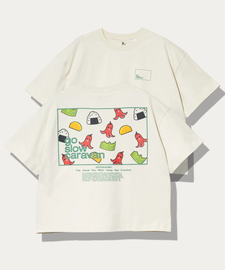 go slow caravan(ゴースローキャラバン) |USA/C スクエアLOGOバックプリントミドルTEE (WOMENS)