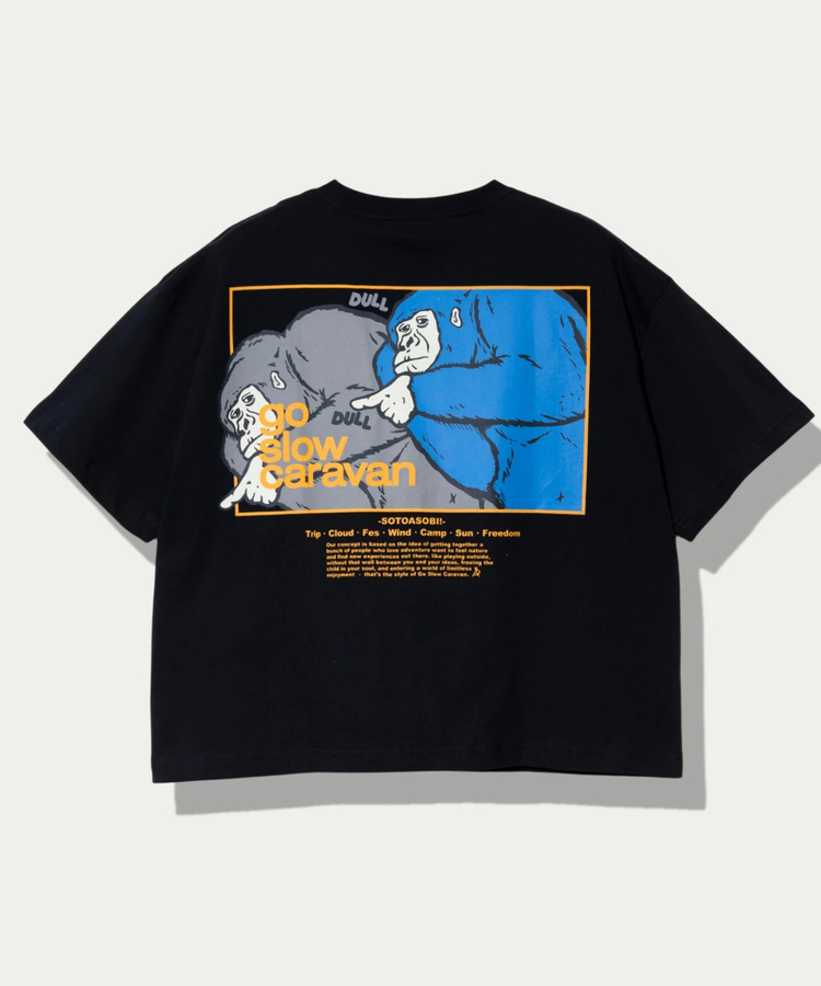 go slow caravan(ゴースローキャラバン) |USA/C スクエアLOGOバックプリントミドルTEE (WOMENS)