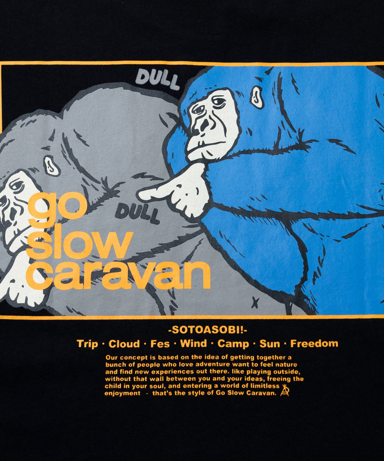 go slow caravan(ゴースローキャラバン) |USA/C スクエアLOGOバックプリントミドルTEE (WOMENS)