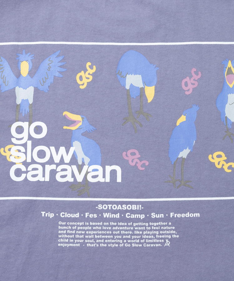 go slow caravan(ゴースローキャラバン) |USA/C スクエアLOGOバックプリントミドルTEE (WOMENS)