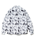 go slow caravan(ゴースローキャラバン) |Revo./レヴォ リネン混キャットプリントLSシャツ (MENS)