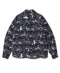 go slow caravan(ゴースローキャラバン) |Revo./レヴォ リネン混キャットプリントLSシャツ (MENS)