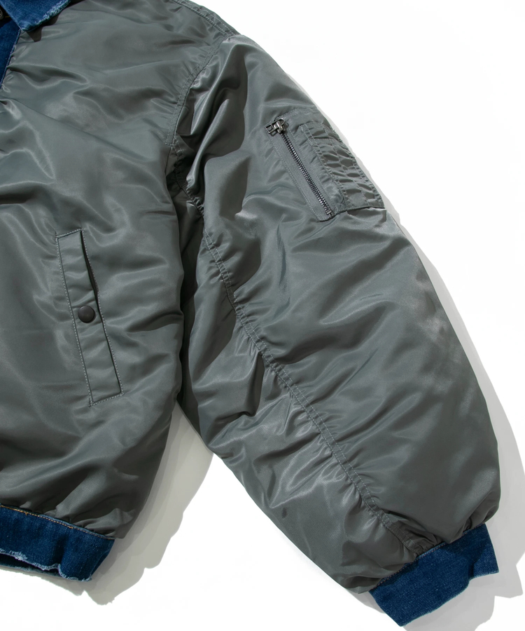 AOZORA BLUE HEAVEN(アオゾラ ブルー ヘヴン) |AOZORAナイロンツイル×デニム中綿フライトJK(MENS)