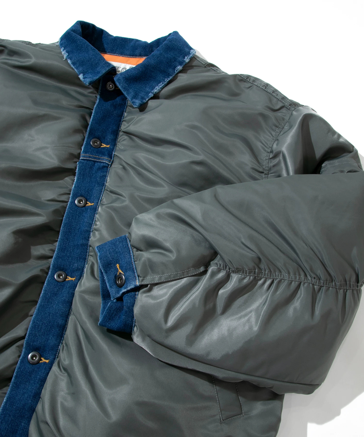 AOZORA BLUE HEAVEN(アオゾラ ブルー ヘヴン) |AOZORAナイロンツイル×デニム中綿フライトJK(MENS)