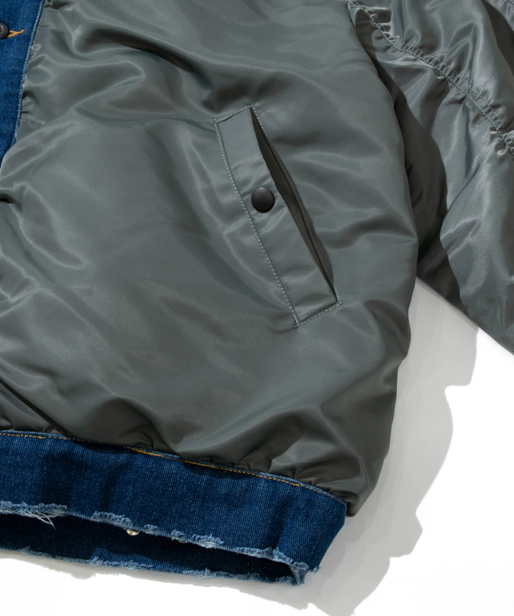 AOZORA BLUE HEAVEN(アオゾラ ブルー ヘヴン) |AOZORAナイロンツイル×デニム中綿フライトJK(MENS)