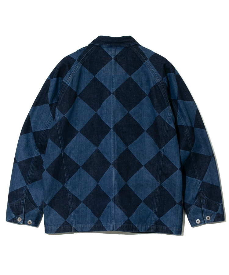 AOZORA BLUE HEAVEN(アオゾラ ブルー ヘヴン) |AOZORA デニムカバーオール -ダイヤ柄- (MENS)