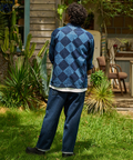 AOZORA BLUE HEAVEN(アオゾラ ブルー ヘヴン) |AOZORA デニムカバーオール -ダイヤ柄- (MENS)