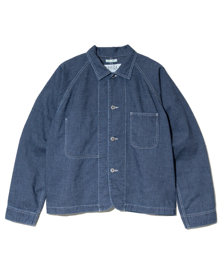 AOZORA BLUE HEAVEN(アオゾラ ブルー ヘヴン) |刺し子シャンブレーショートカバーオール(MENS)