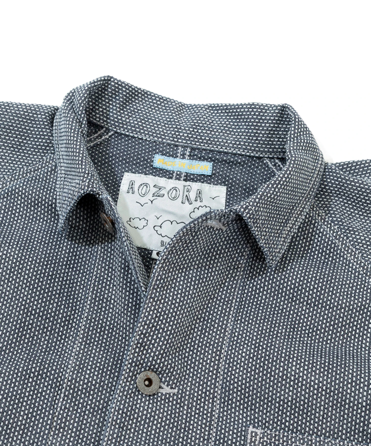 AOZORA BLUE HEAVEN(アオゾラ ブルー ヘヴン) |刺し子シャンブレーショートカバーオール(MENS)