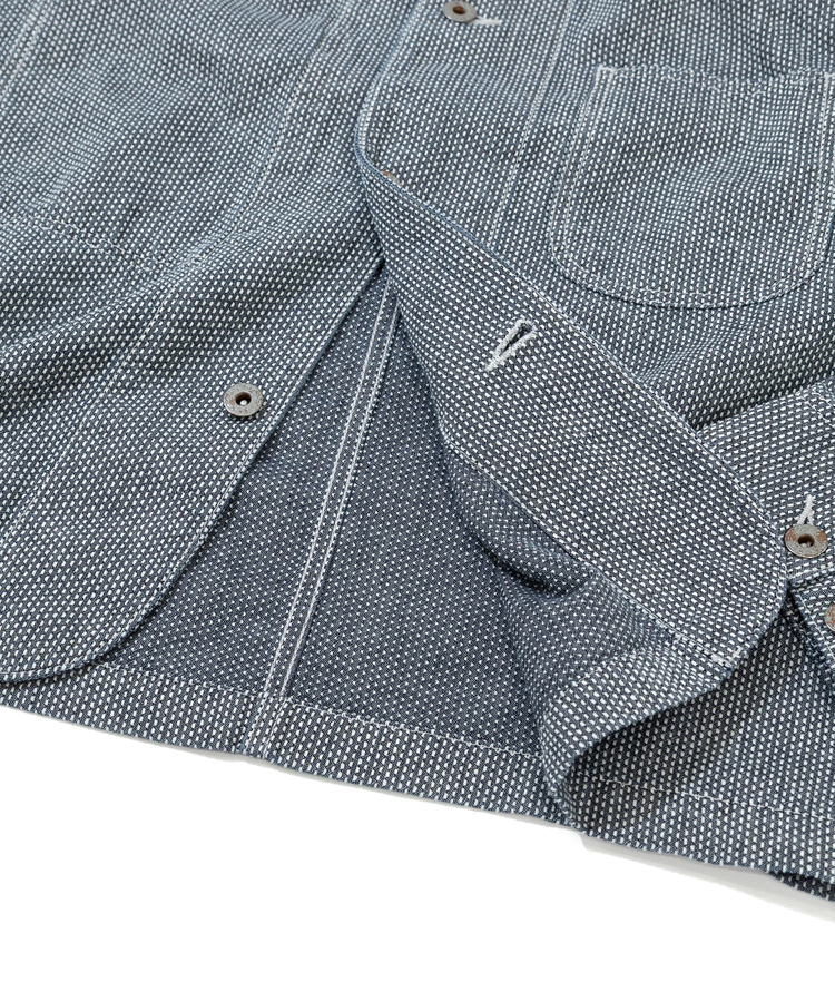 AOZORA BLUE HEAVEN(アオゾラ ブルー ヘヴン) |刺し子シャンブレーショートカバーオール(MENS)