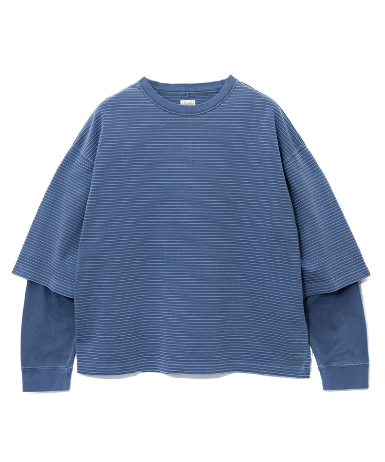 AOZORA BLUE HEAVEN(アオゾラ ブルー ヘヴン) |AOZORAボーダー+製品染めストーンウォッシュレイヤードロンT(MENS)
