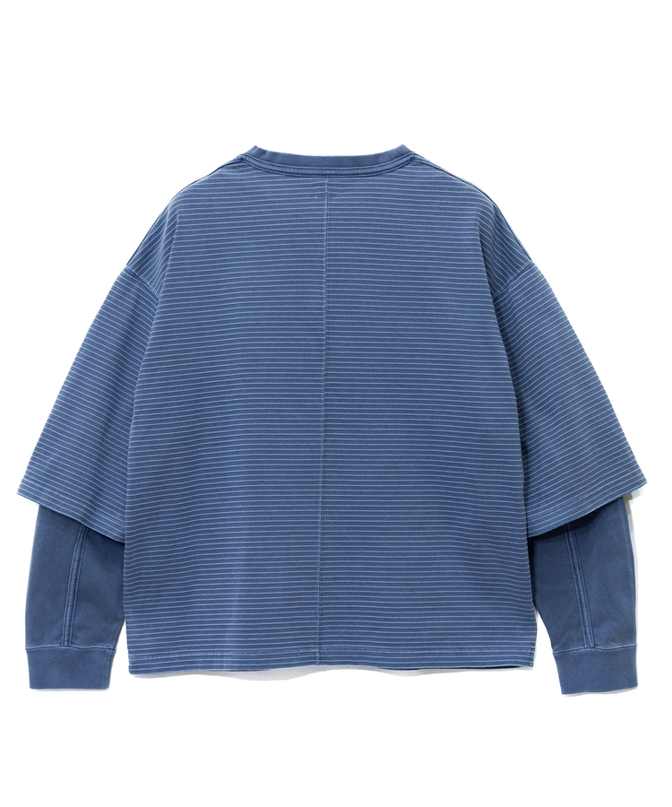 AOZORA BLUE HEAVEN(アオゾラ ブルー ヘヴン) |AOZORAボーダー+製品染めストーンウォッシュレイヤードロンT(MENS)