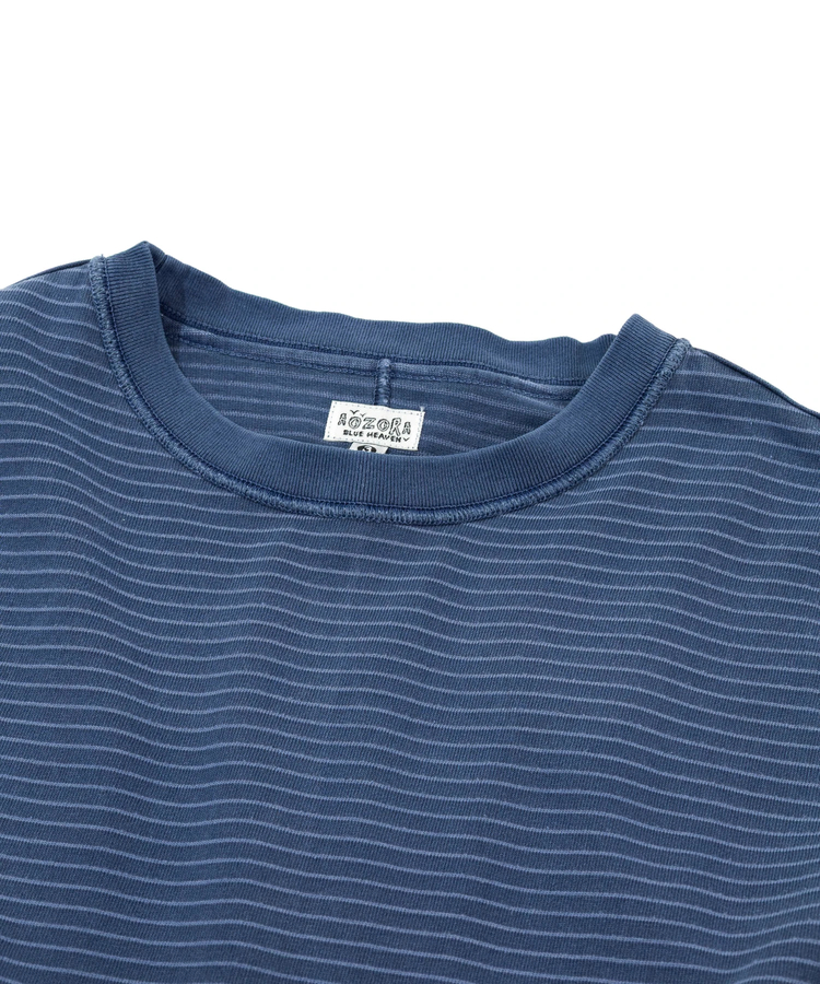 AOZORA BLUE HEAVEN(アオゾラ ブルー ヘヴン) |AOZORAボーダー+製品染めストーンウォッシュレイヤードロンT(MENS)