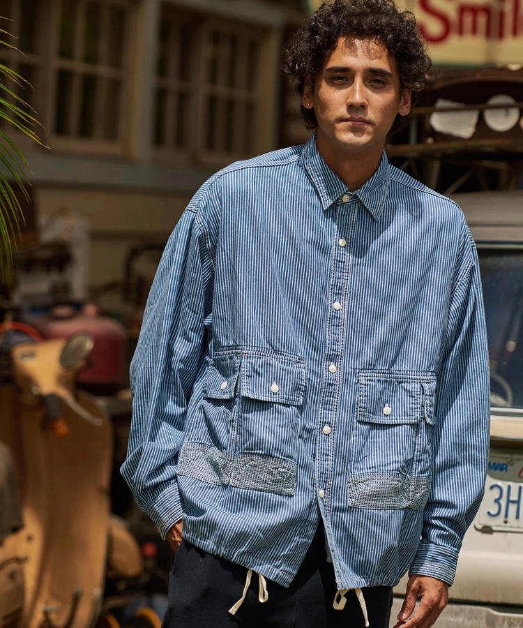 AOZORA BLUE HEAVEN(アオゾラ ブルー ヘヴン) |AOZORA DENIM･ヒッコリーコーチシャツ (MENS/WOMENS)