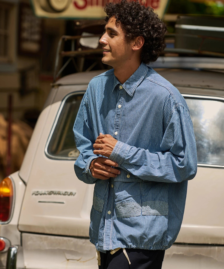 AOZORA BLUE HEAVEN(アオゾラ ブルー ヘヴン) |AOZORA DENIM･ヒッコリーコーチシャツ (MENS/WOMENS)