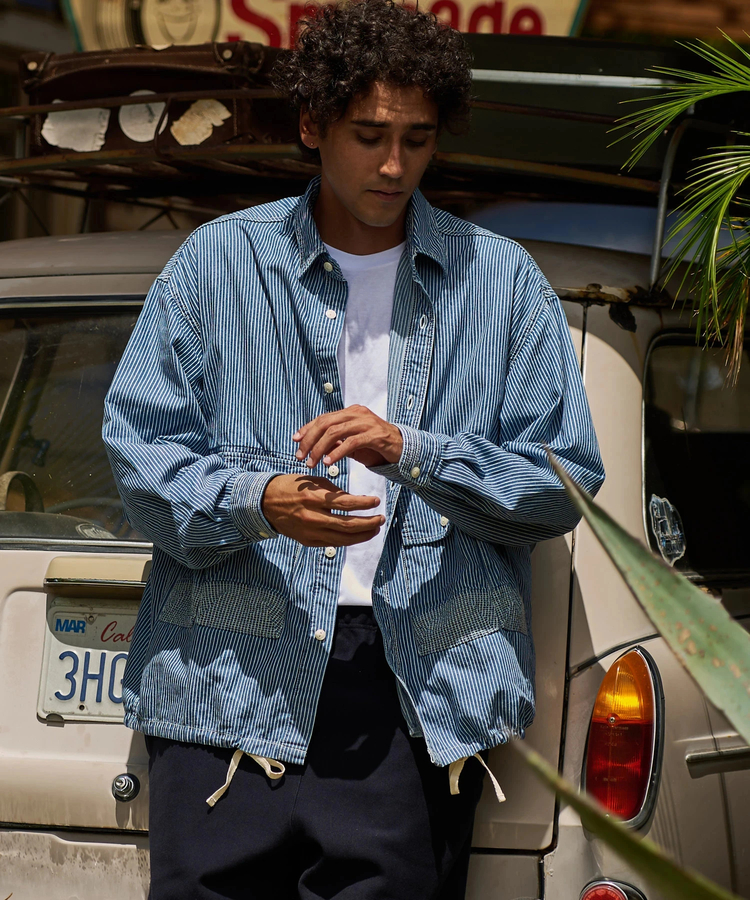 AOZORA BLUE HEAVEN(アオゾラ ブルー ヘヴン) |AOZORA DENIM･ヒッコリーコーチシャツ (MENS/WOMENS)