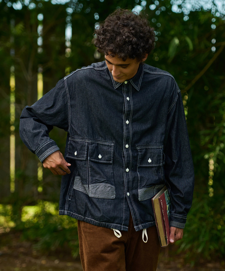 AOZORA BLUE HEAVEN(アオゾラ ブルー ヘヴン) |AOZORA DENIM･ヒッコリーコーチシャツ (MENS/WOMENS)