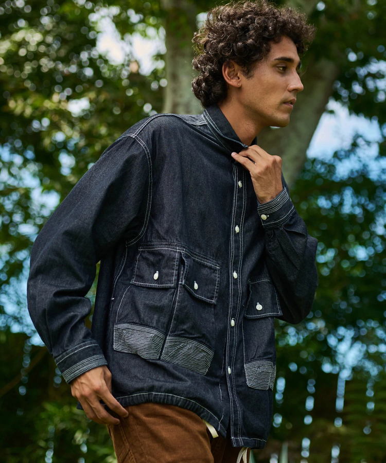 AOZORA BLUE HEAVEN(アオゾラ ブルー ヘヴン) |AOZORA DENIM･ヒッコリーコーチシャツ (MENS/WOMENS)