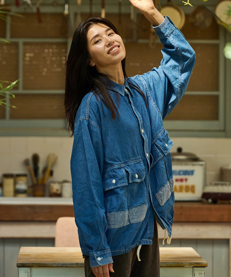 AOZORA BLUE HEAVEN(アオゾラ ブルー ヘヴン) |AOZORA DENIM･ヒッコリーコーチシャツ (MENS/WOMENS)