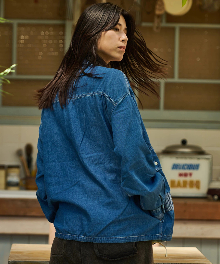 AOZORA BLUE HEAVEN(アオゾラ ブルー ヘヴン) |AOZORA DENIM･ヒッコリーコーチシャツ (MENS/WOMENS)