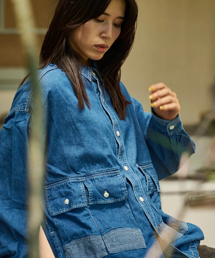 AOZORA BLUE HEAVEN(アオゾラ ブルー ヘヴン) |AOZORA DENIM･ヒッコリーコーチシャツ (MENS/WOMENS)