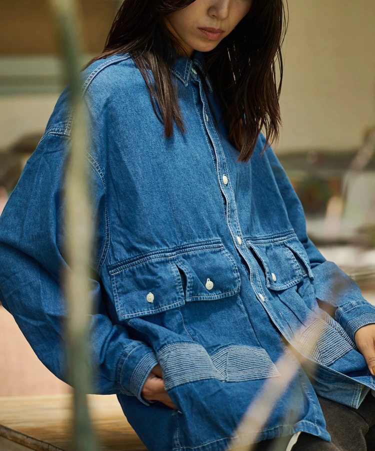 AOZORA BLUE HEAVEN(アオゾラ ブルー ヘヴン) |AOZORA DENIM･ヒッコリーコーチシャツ (MENS/WOMENS)