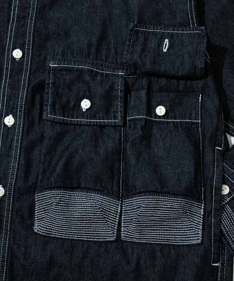 AOZORA BLUE HEAVEN(アオゾラ ブルー ヘヴン) |AOZORA DENIM･ヒッコリーコーチシャツ (MENS/WOMENS)
