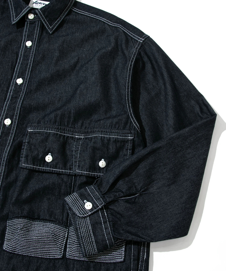 AOZORA BLUE HEAVEN(アオゾラ ブルー ヘヴン) |AOZORA DENIM･ヒッコリーコーチシャツ (MENS/WOMENS)