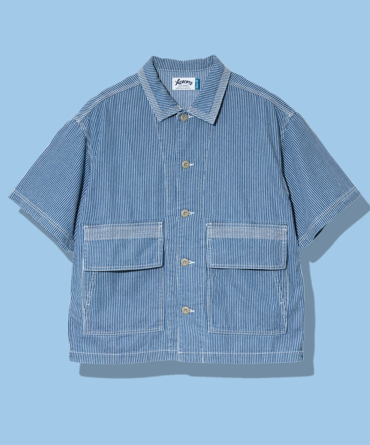 AOZORA BLUE HEAVEN(アオゾラ ブルー ヘヴン) |AOZORA DENIMヒッコリーSSゲームシャツ(MENS)