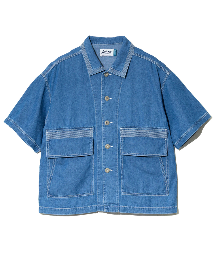 AOZORA BLUE HEAVEN(アオゾラ ブルー ヘヴン) |AOZORA DENIMヒッコリーSSゲームシャツ(MENS)