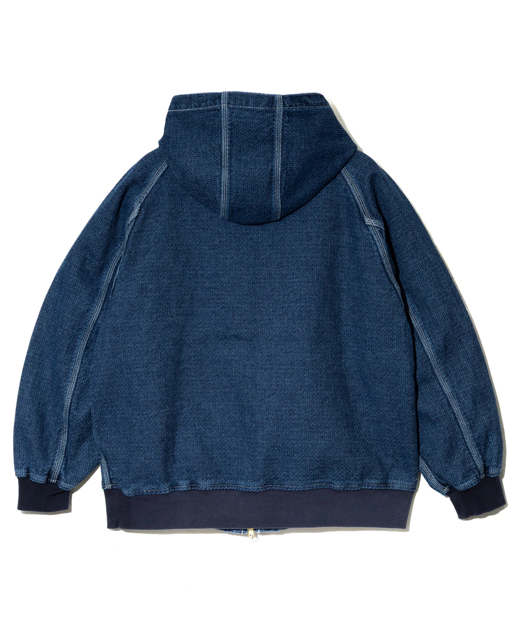 AOZORA BLUE HEAVEN(アオゾラ ブルー ヘヴン) |AOZORA 刺し子デニムZIPパーカー (MENS)
