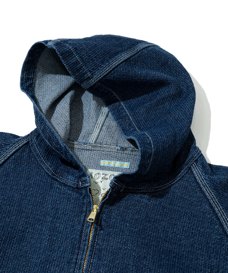 AOZORA BLUE HEAVEN(アオゾラ ブルー ヘヴン) |AOZORA 刺し子デニムZIPパーカー (MENS)