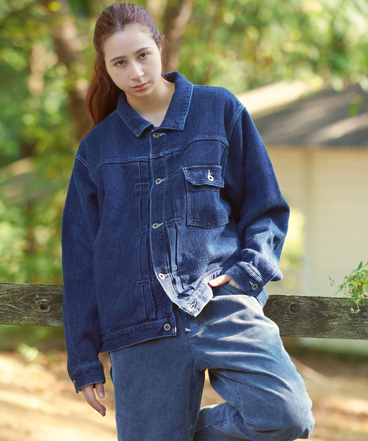 AOZORA BLUE HEAVEN(アオゾラ ブルー ヘヴン) |AOZORA 刺し子デニムワイドトラッカーJKT(MENS)