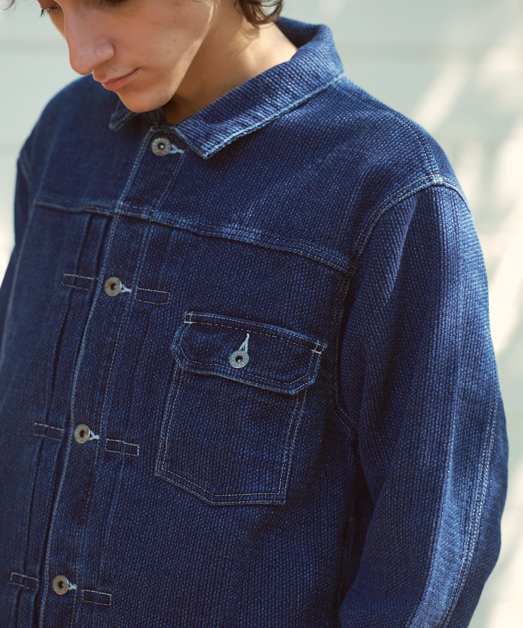 AOZORA BLUE HEAVEN(アオゾラ ブルー ヘヴン) |AOZORA 刺し子デニムワイドトラッカーJKT(MENS)