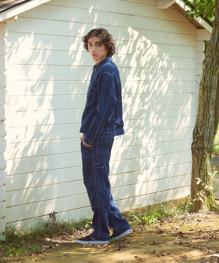 AOZORA BLUE HEAVEN(アオゾラ ブルー ヘヴン) |AOZORA 刺し子デニムダブルニーペインターパンツ (MENS)