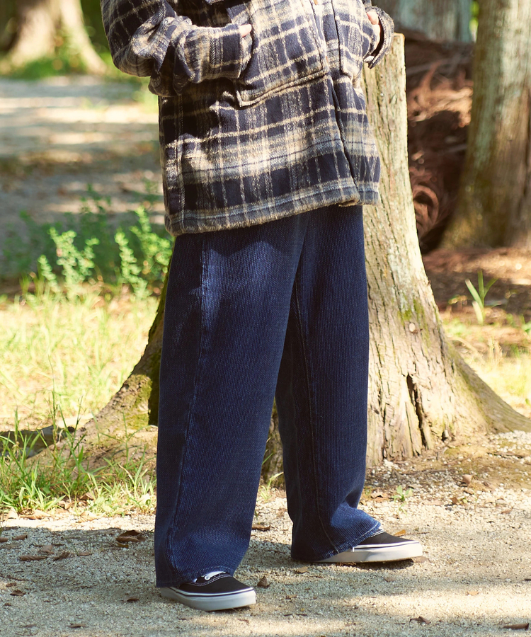 AOZORA BLUE HEAVEN(アオゾラ ブルー ヘヴン) |AOZORA刺し子デニムロールアップパンツ(MENS)