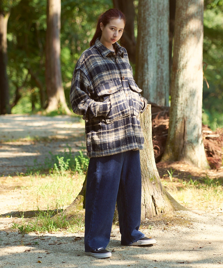 AOZORA BLUE HEAVEN(アオゾラ ブルー ヘヴン) |AOZORA刺し子デニムロールアップパンツ(MENS)