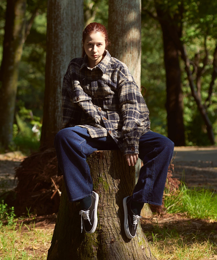 AOZORA BLUE HEAVEN(アオゾラ ブルー ヘヴン) |AOZORA刺し子デニムロールアップパンツ(MENS)