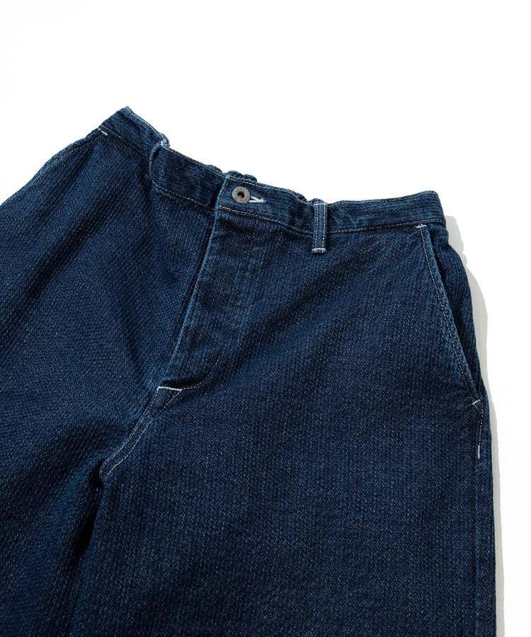 AOZORA BLUE HEAVEN(アオゾラ ブルー ヘヴン) |AOZORA刺し子デニムロールアップパンツ(MENS)